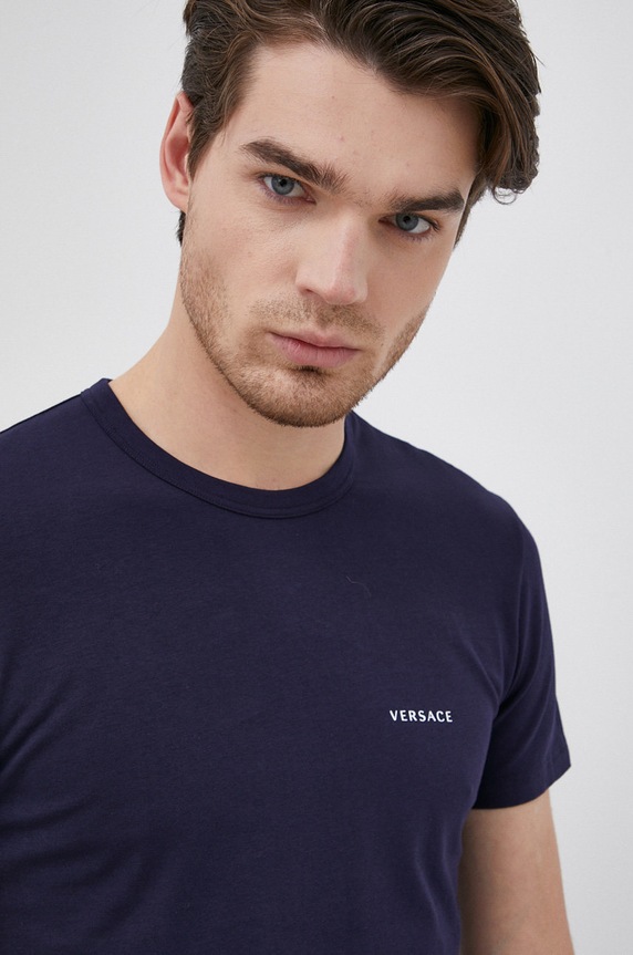 Tričko Versace (2-pack) jednofarebný tmavomodrá AU04023