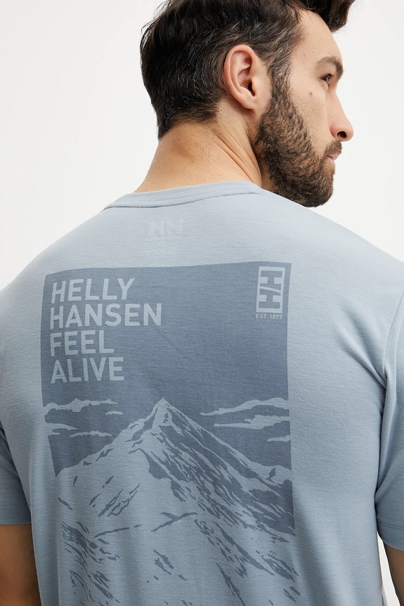 Helly Hansen t-shirt SKOG RECYCLED GRAPHIC niebieski 63082