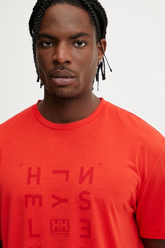 Μπλουζάκι Helly Hansen SKOG RECYCLED GRAPHIC κόκκινο 63082