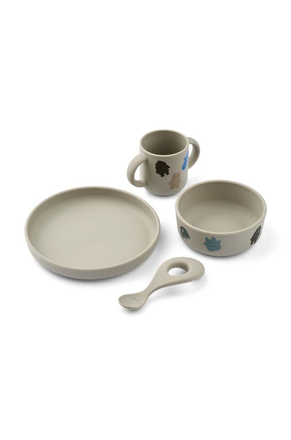 Liewood set de cină pentru copii Vivi gri LW15135