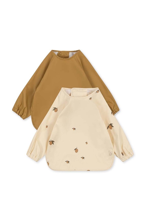 Detský podbradník Konges Sløjd 2-pak DINNER BIB WITH SLEEVES 2-pak béžová KS2474