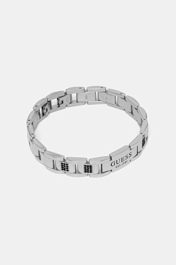 Guess braccialetto da uomo in acciaio inox con cristallo argento JUMB01.342JW