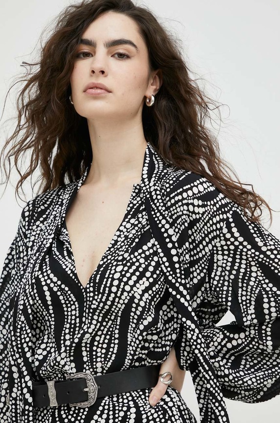 The Kooples bluzka długi czarny FTOP25047K