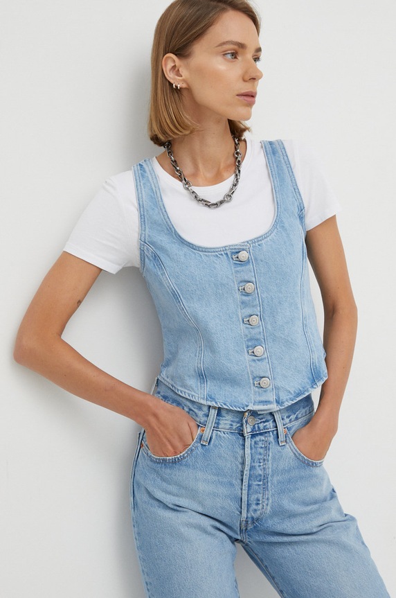 Džínový top Levi's hladký modrá A3358.0000