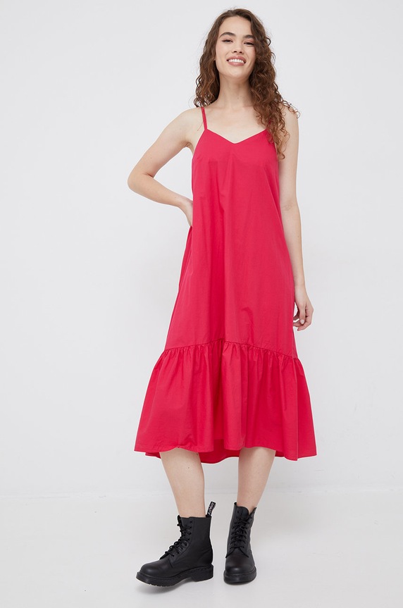 Sisley sukienka bawełniana bawełna różowy 42FFLV02T.2C9