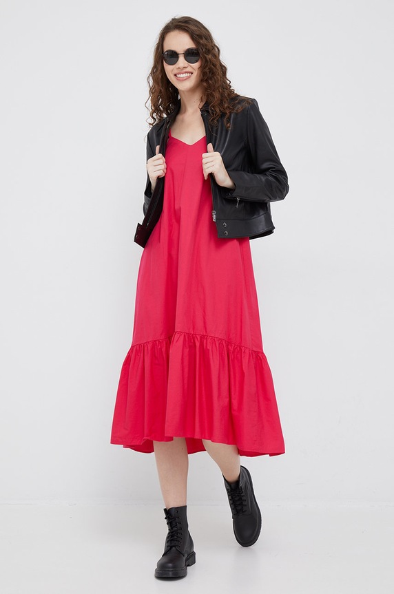 Sisley sukienka bawełniana 42FFLV02T.2C9 różowy AW22