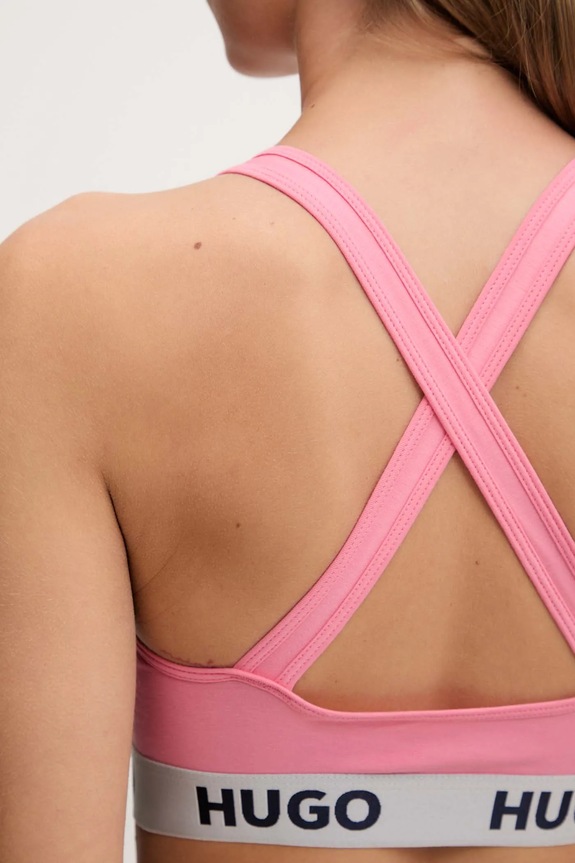 Podprsenka HUGO BRALETTE PADDED SPORTY LOGO ružová 50469628