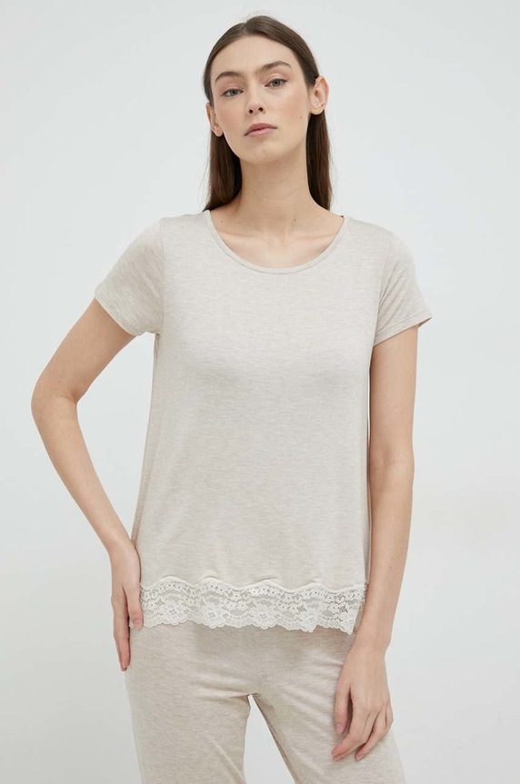 Odzież United Colors of Benetton t-shirt piżamowy 3Z123M314.729 beżowy