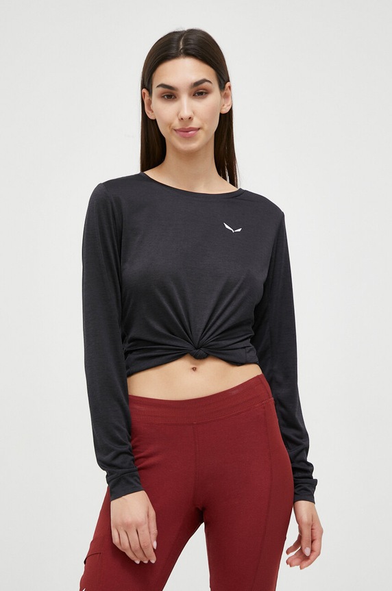 Salewa longsleeve funcțional Puez Melange Dry outdoor negru 00.0000027454