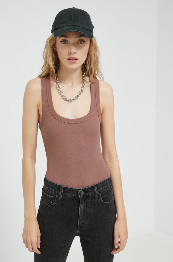 Abercrombie & Fitch body z elastanem brązowy KI139.2559.410