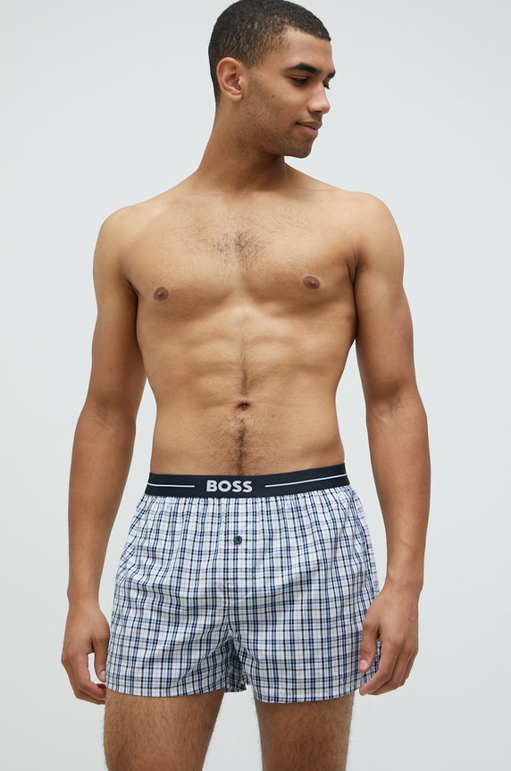 Bavlnené boxerky BOSS 2-pak NOS Boxer EW 2P jednofarebný tmavomodrá 50480056