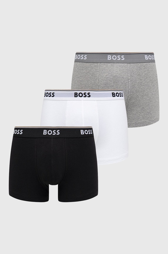 Boxerky BOSS (3-pak) Trunk 3P Power melanž biela 50475274