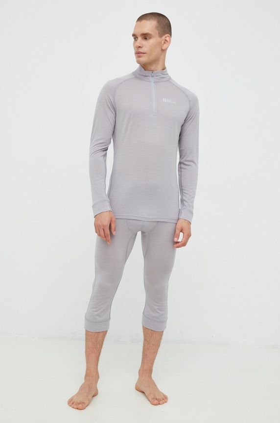 Jack Wolfskin legginsy funkcyjne Alpspitze Wool sporty zimowe szary 1808711