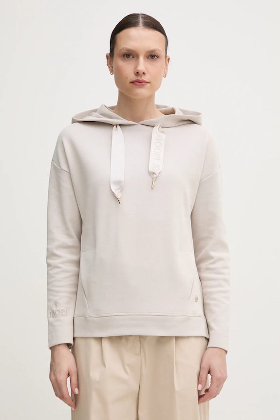 Joop! bluza z kapturem damska z bawełną z kapturem beżowy 30032522