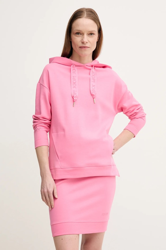 Joop! bluza z kapturem damska z bawełną różowy 30032522