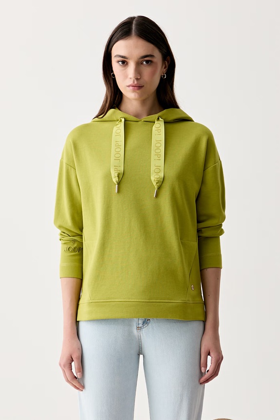 Joop! bluza z kapturem damska z bawełną zielony 30032522
