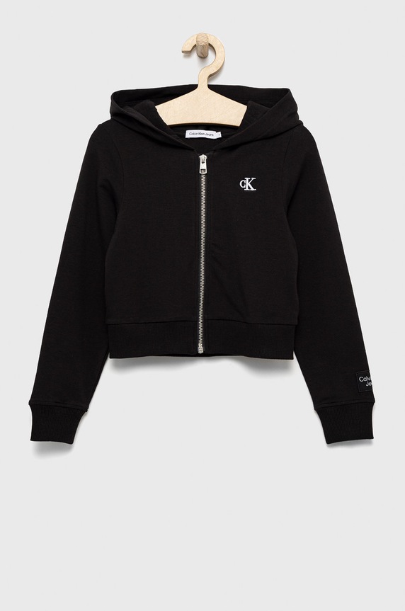Dětská mikina Calvin Klein Jeans s kapucí černá IG0IG01523.9BYY