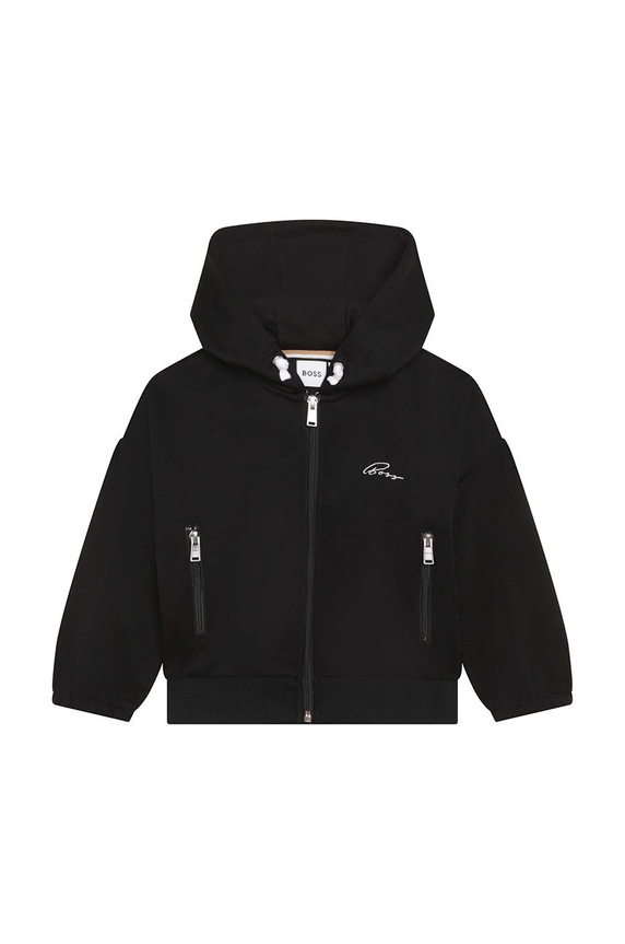 BOSS bluza bawełniana dziecięca z kapturem czarny J15467.156.162.G