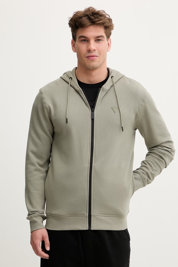 Guess felpa con cappuccio da uomo con cotone ALDWIN verde Z2YQ28.KAIJ1
