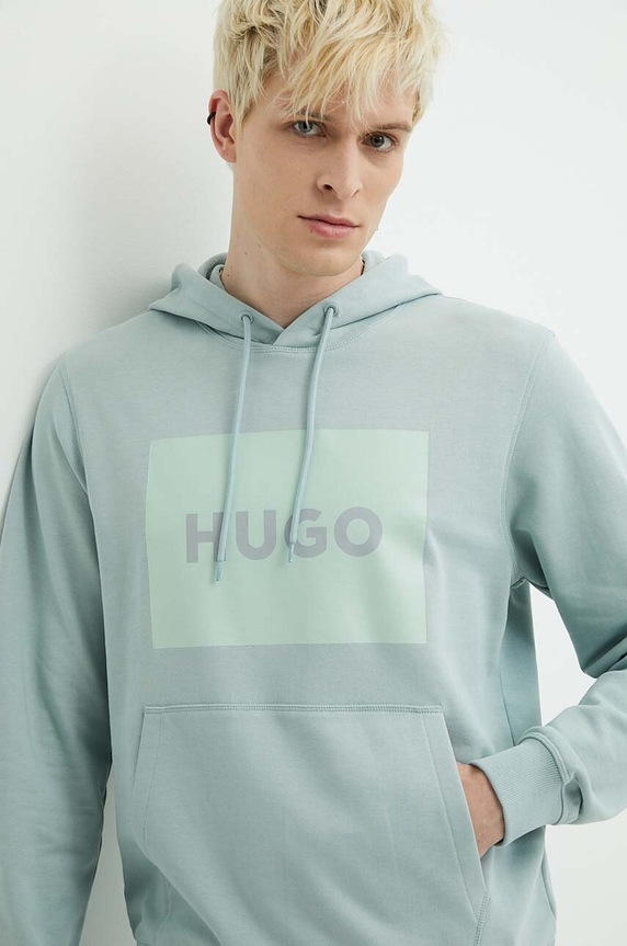 Βαμβακερή μπλούζα HUGO τιρκουάζ 50473168