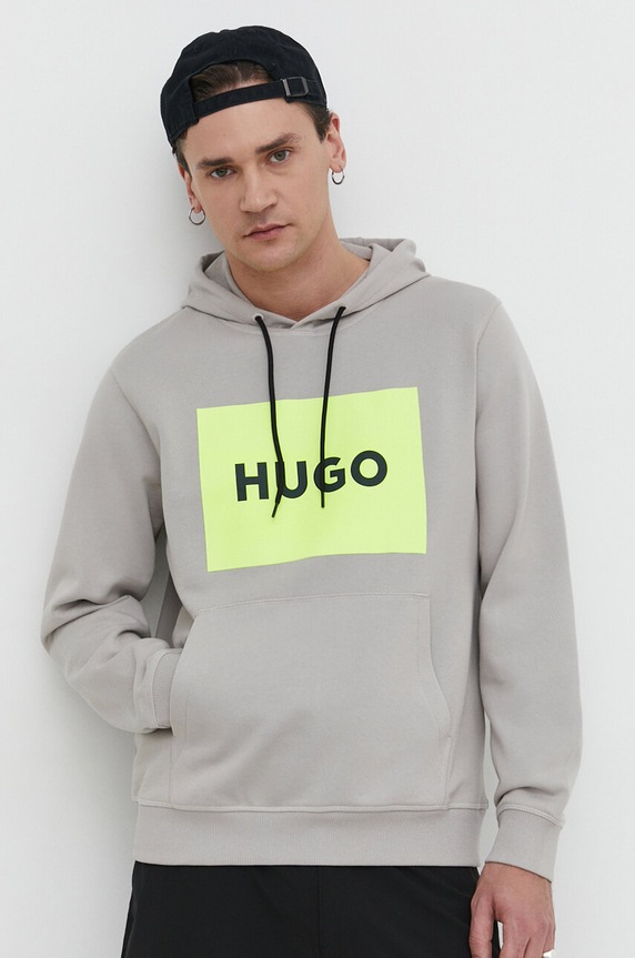 HUGO bluza bawełniana nadruk beżowy 50473168
