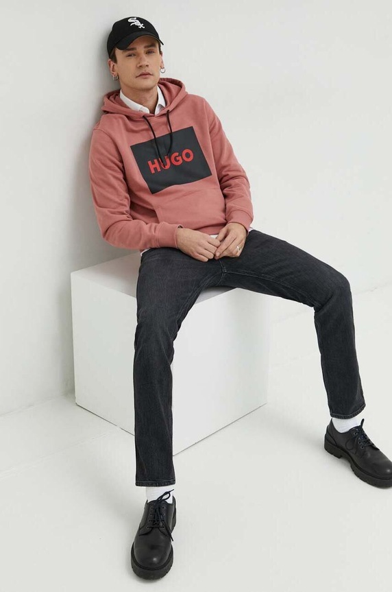 HUGO bluza bawełniana 50473168 różowy NC24