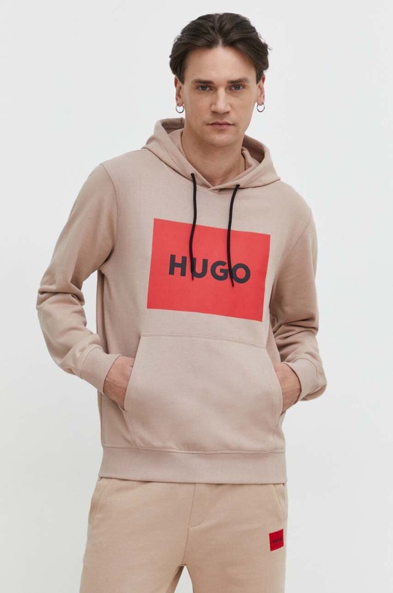 HUGO bluza bawełniana beżowy 50473168