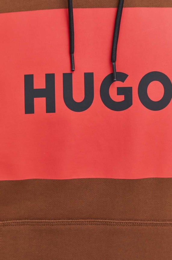 Βαμβακερή μπλούζα HUGO 50473168 καφέ