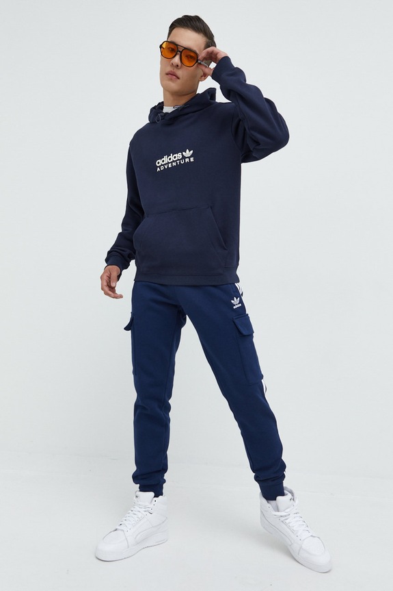 adidas Originals hanorac de bumbac HK5004 bleumarin AW22