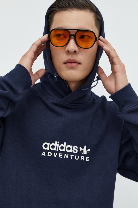 adidas Originals hanorac de bumbac bleumarin HK5004