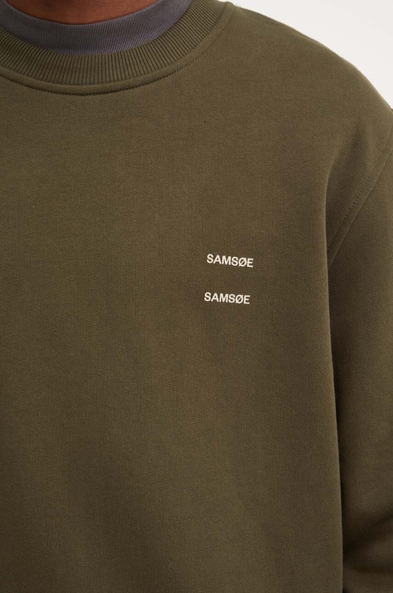 Βαμβακερή μπλούζα Samsoe Samsoe JOEL M22300127 πράσινο