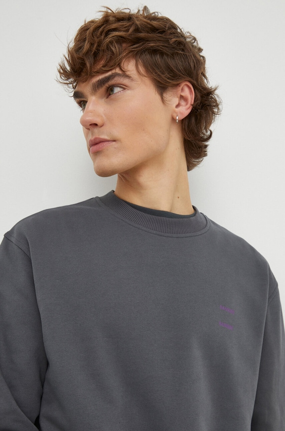 Samsoe Samsoe bluza bawełniana JOEL bawełna szary M22300127