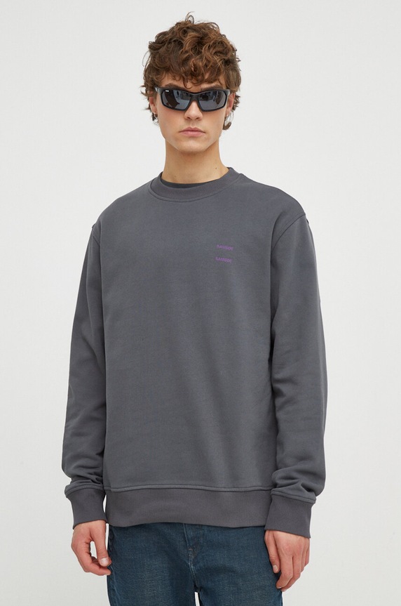 Samsoe Samsoe bluza bawełniana JOEL M22300127 szary AW24