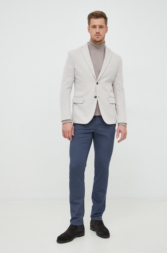 Bavlněné tričko s dlouhým rukávem Calvin Klein Jeans J30J321705.9BYY béžová AW22