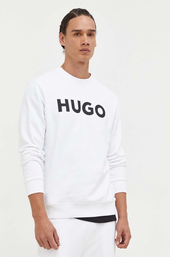 HUGO bluza bawełniana biały 50477328