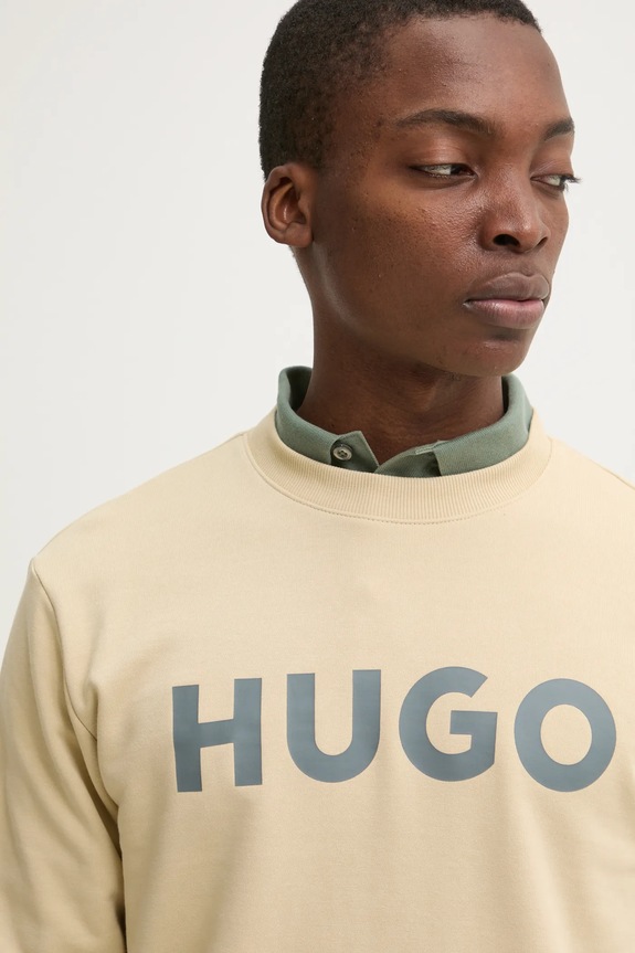 HUGO bluza bawełniana beżowy 50477328