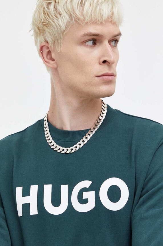 HUGO hanorac de bumbac verde 50477328