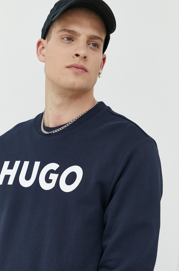 HUGO bluza bawełniana granatowy 50477328