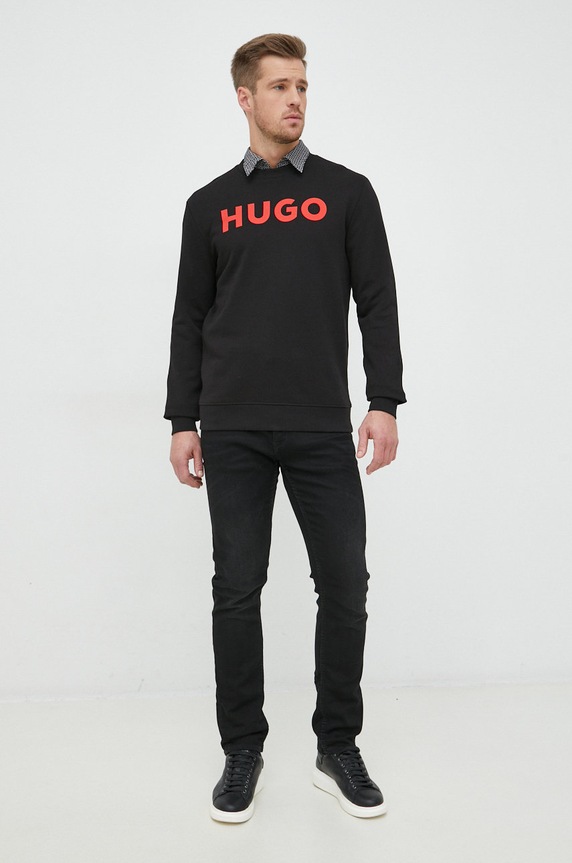 Βαμβακερή μπλούζα HUGO 50477328 μαύρο AA00