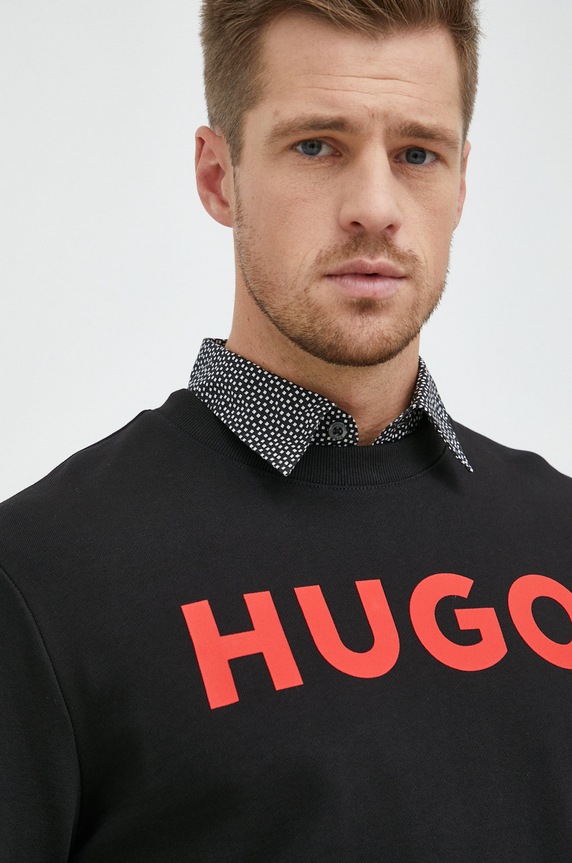 Βαμβακερή μπλούζα HUGO μαύρο 50477328