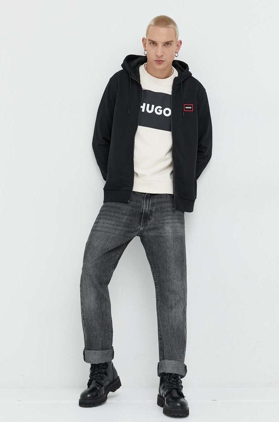 HUGO bluza bawełniana 50481342 czarny SS23