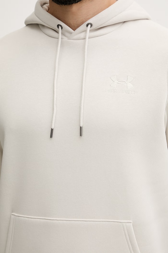 Under Armour μπλούζα με κουκούλα ανδρική με βαμβάκι Essential Fleece 1373880 μπεζ