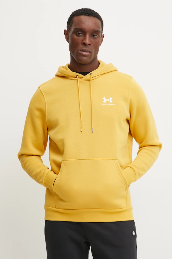 Under Armour mikina s kapucí pánská s bavlnou Essential Fleece s kapucí žlutá 1373880