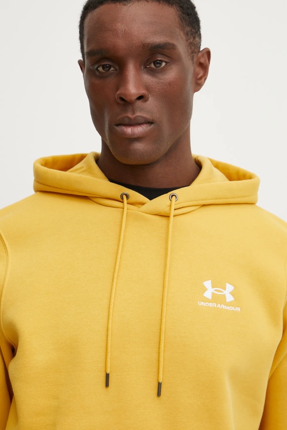 Under Armour mikina s kapucí pánská s bavlnou Essential Fleece žlutá 1373880