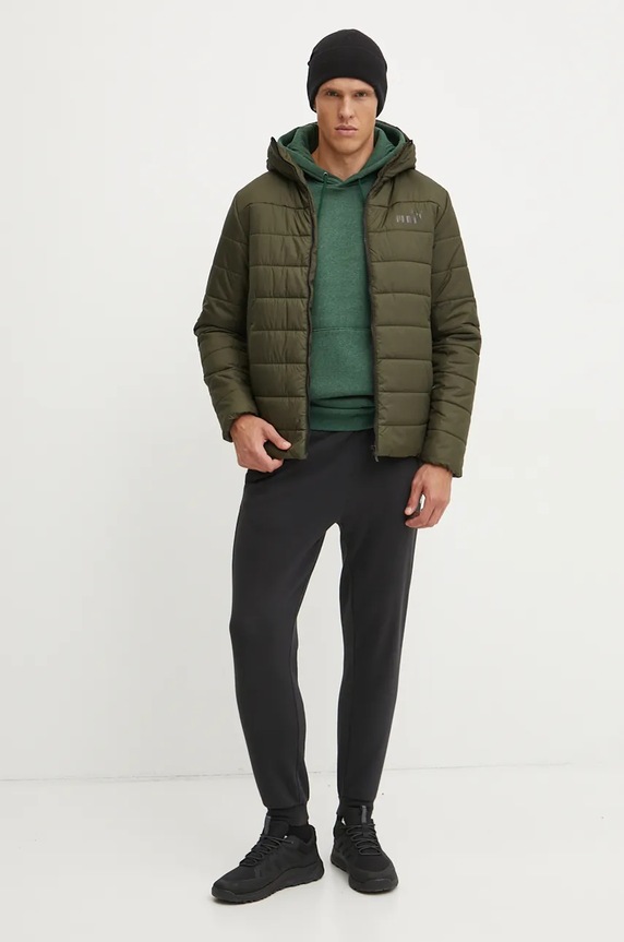 Under Armour pulover s kapuco moški z bombažem Essential Fleece 1373880 zelena SS26