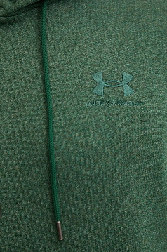 Under Armour pulover s kapuco moški z bombažem Essential Fleece 1373880 zelena