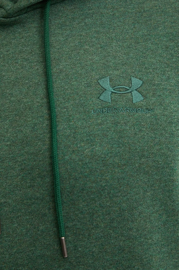 Under Armour pulover s kapuco moški z bombažem Essential Fleece 1373880 zelena