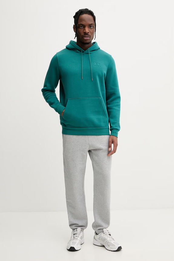 Under Armour μπλούζα με κουκούλα Ανδρική με βαμβάκι Essential Fleece 1373880 πράσινο SS26