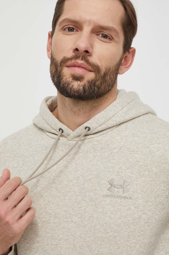 Under Armour μπλούζα με κουκούλα Ανδρική με βαμβάκι Essential Fleece μπεζ 1373880