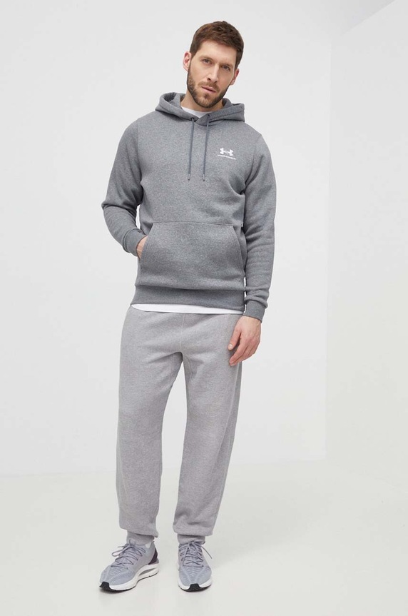 Under Armour dukserica sa kapuljačom muška s pamukom Essential Fleece siva 1373880